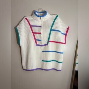 New York & Company Multicolor Striped Turtleneck Sweater